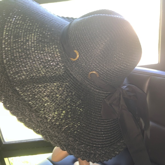 Black is Beautiful WideBrim Hat with Bow - Picture 7 of 9